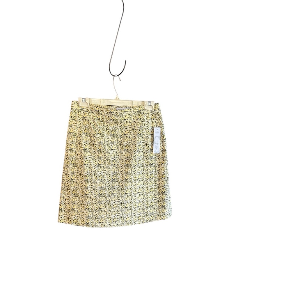NWT Margaret M Deandra yellow blue white stretch A line skirt Sz S